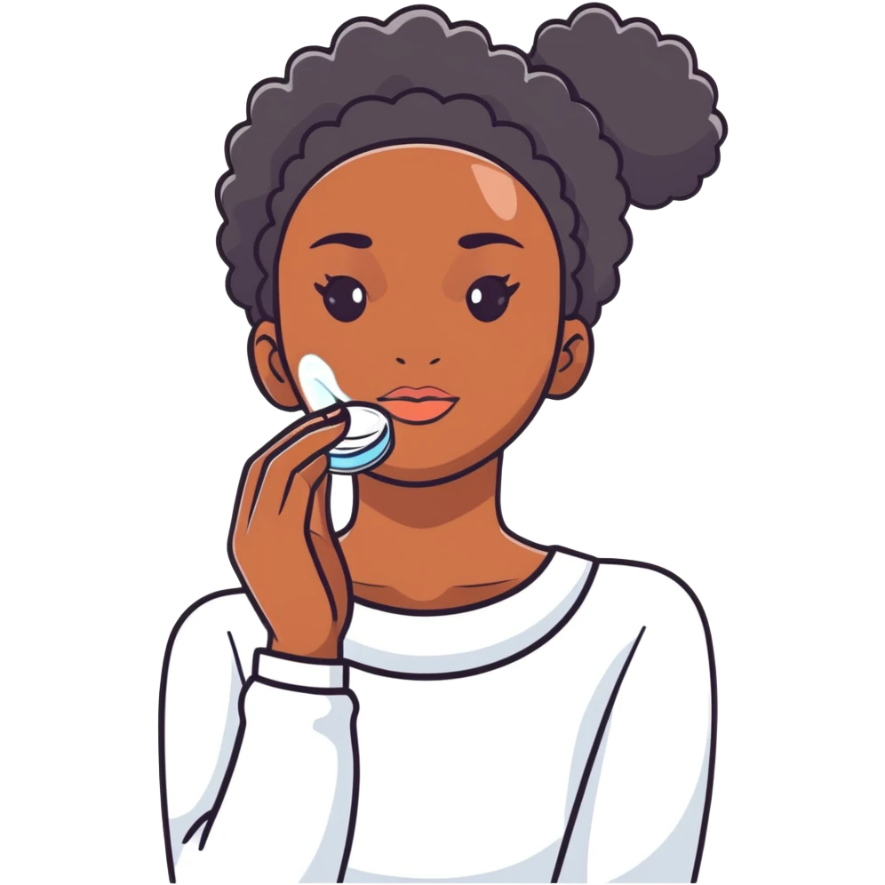 Black girl with moisturizer skincare routine emoji