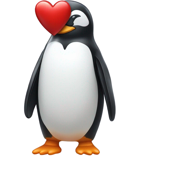 penguin holding a heart emoji