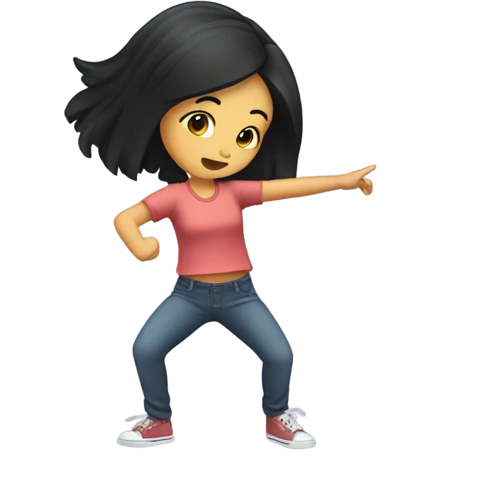 Dab girl with black hair emoji
