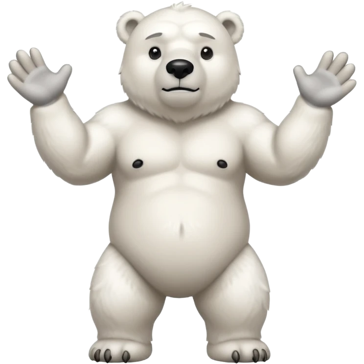 Make a humanoid polar bear shrugging emoji