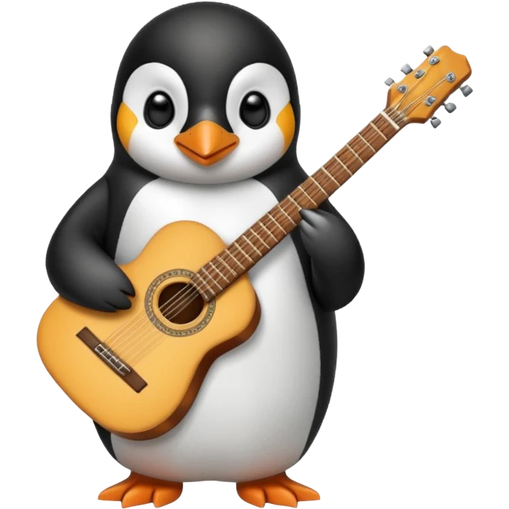 a penguin holding a guitar in tile iphone  emoji