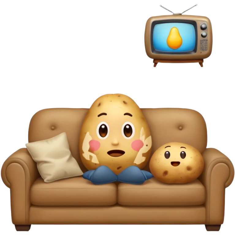 A potato on a couch watching tv emoji