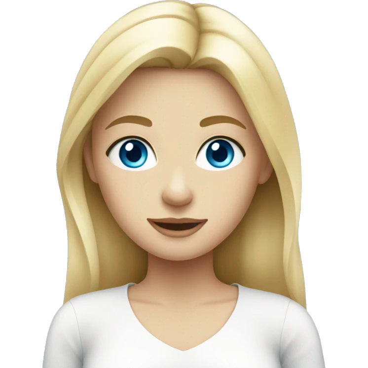 A blonde girl with blue eyes in white top emoji