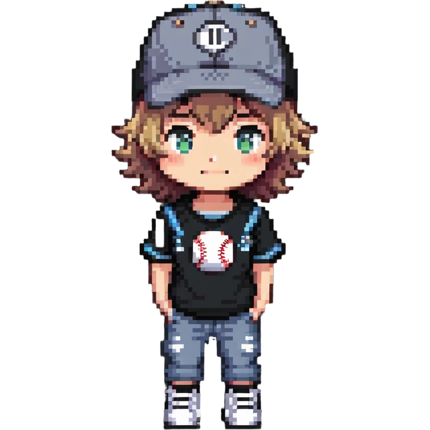 chibi boy with baseball cap and casual outfit emoji