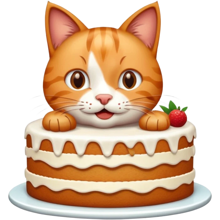 Happy cat eats big cate emoji