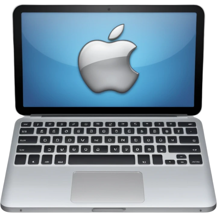 "iOS style laptop emoji, silver with a visible screen and keyboard, smooth texture, no background" emoji