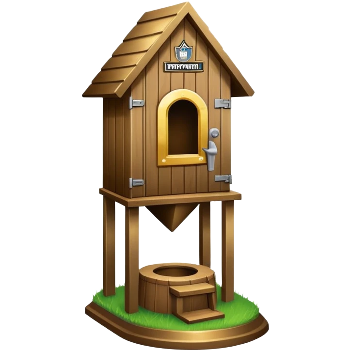 A "I STINK AT FANTASY FOOTBALL" trophy featuring an outhouse-shaped figure with legs on a metallic base - perfect for commemorating league losers.​​​​​​​​​​​​​​​​ emoji