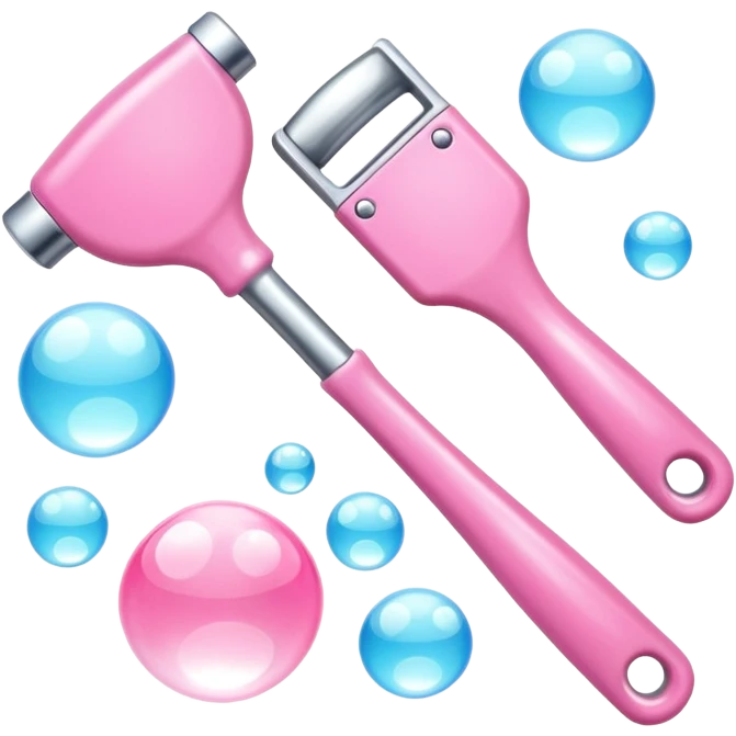 pink and white tools with bubbles emoji