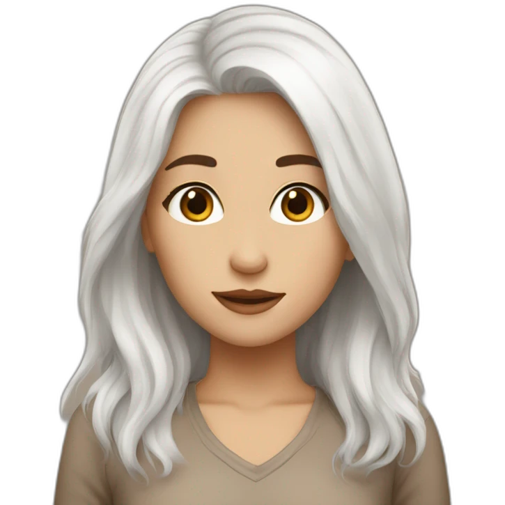 Girl white hair Brown and êtes brown emoji