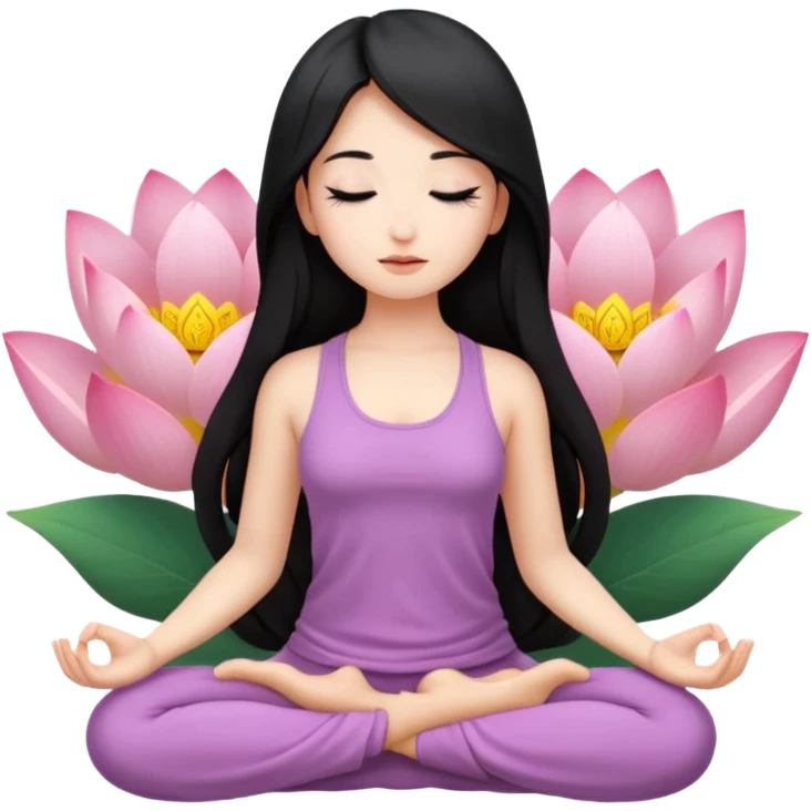 meditating girl with lotus emoji