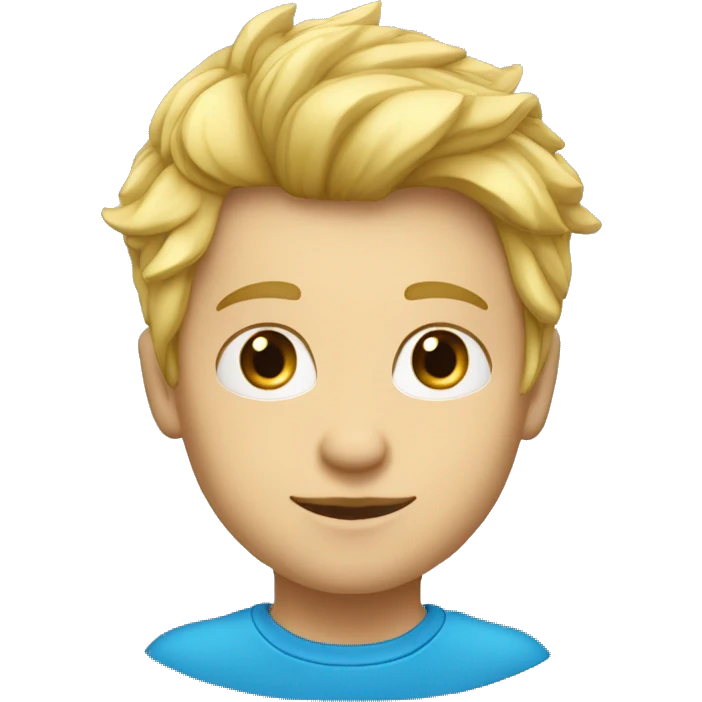 Garçon blond yeux bleu coiffé vers l’avant emoji
