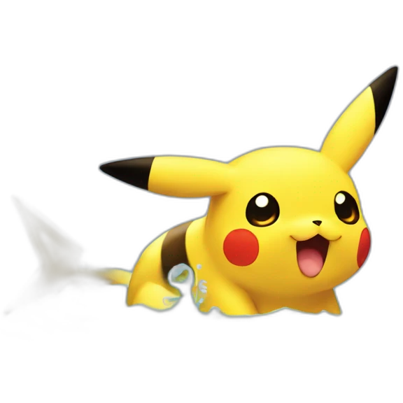 Pikachu pooping a fish emoji