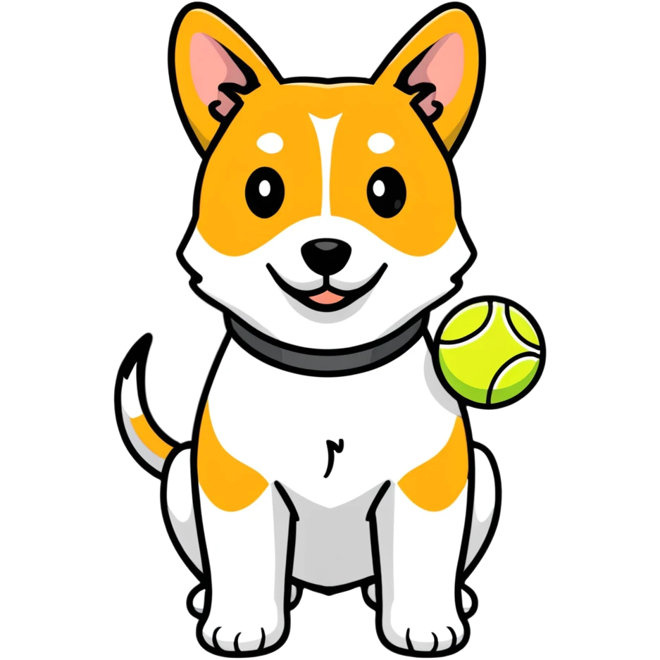 playful dog with tennis ball emoji