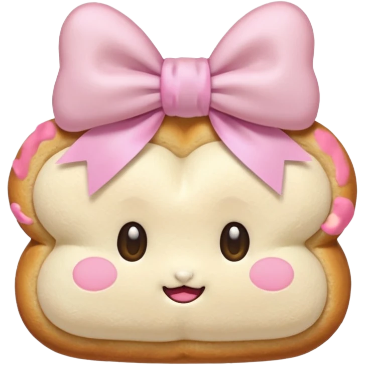 Korean salt bread 3s with pastel pink bow emoji