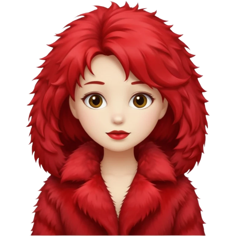Girl in red fur coat emoji