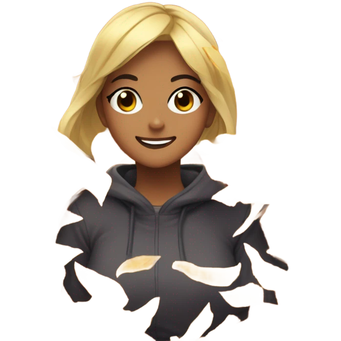 Anime girl playing in a pile of leaves emoji