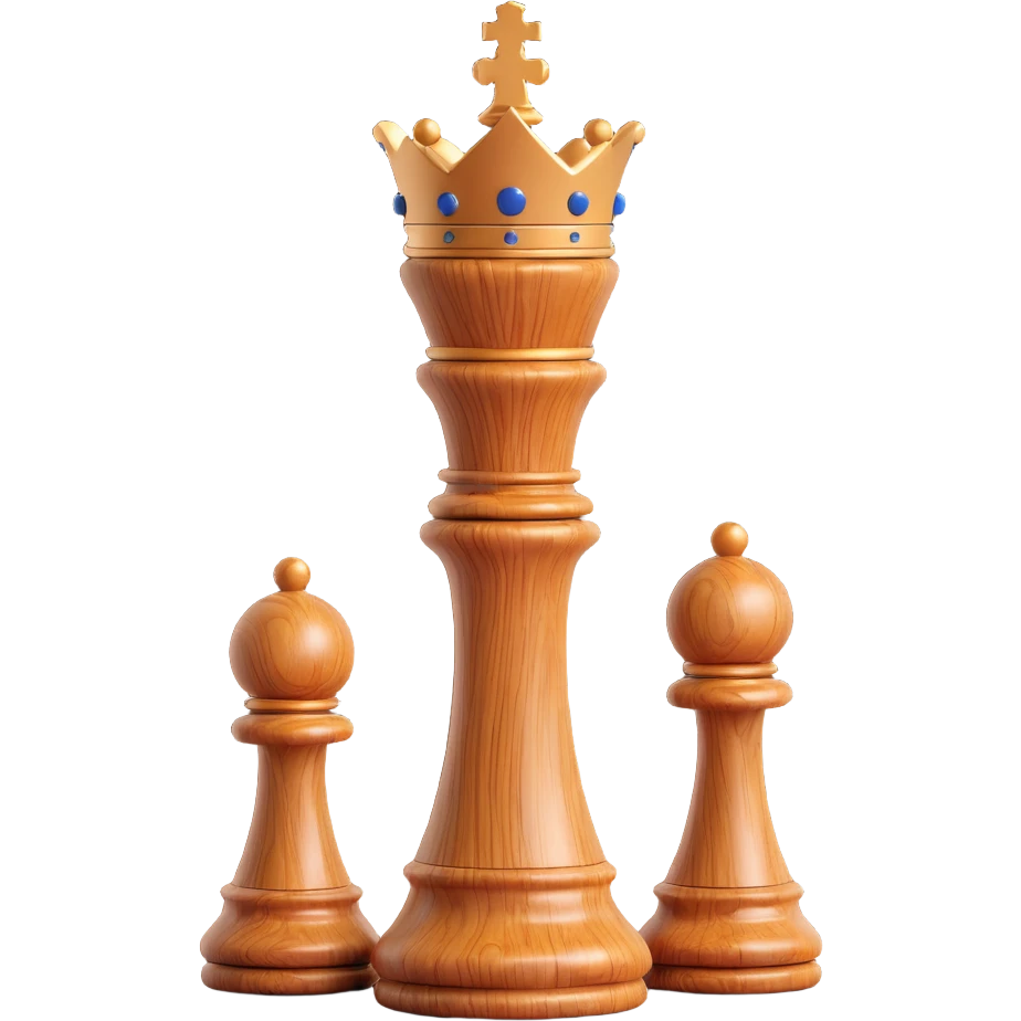 chess king, 3D style, rich wood grain texture, luxurious appearance, no text emoji