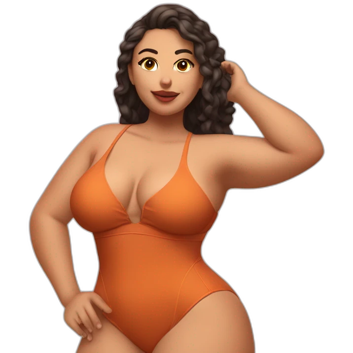 Slim-Thicc caucasian woman swimsuit posing emoji