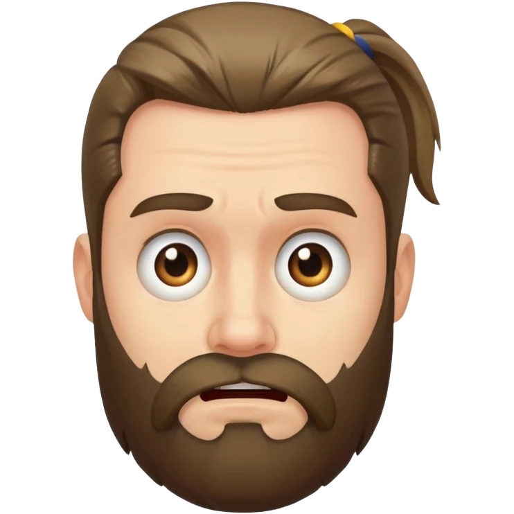 The guy is scared with a beard and a ponytail emoji