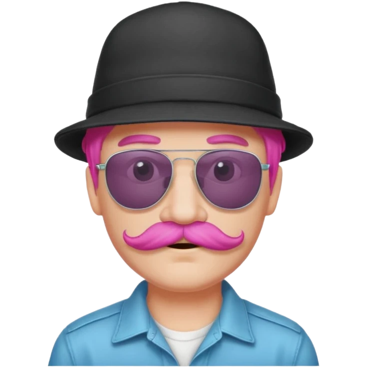 pink-haired mustache man with hat and sunglasses emoji