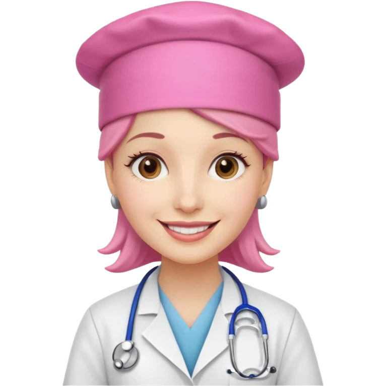 doctor with pink hat emoji