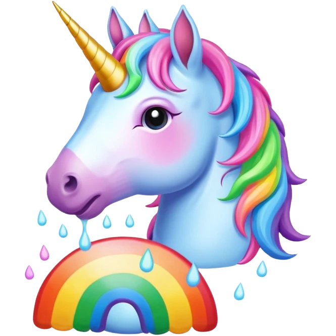 unicorn pukes up a rainbow emoji