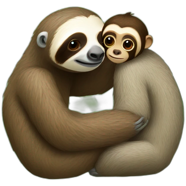 sloth and monkey kissing emoji