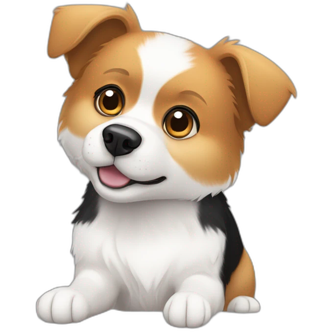 Dog half pomeranian quarter beagle quarter american eskimo with black and white fur emoji