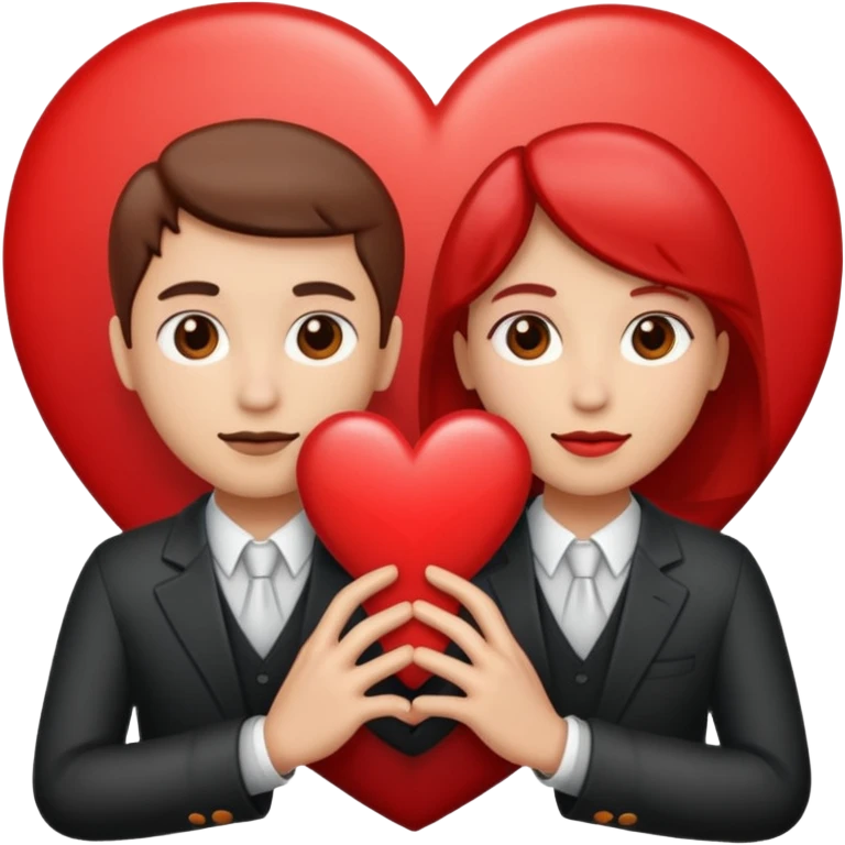 Two people holding half a heart up emoji