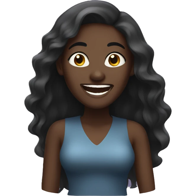 Dark skinned woman with long hair laughing  emoji