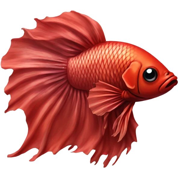 Red betta fish with fin rot emoji