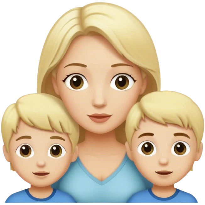 Blonde hair mom with boy and girl twins emoji