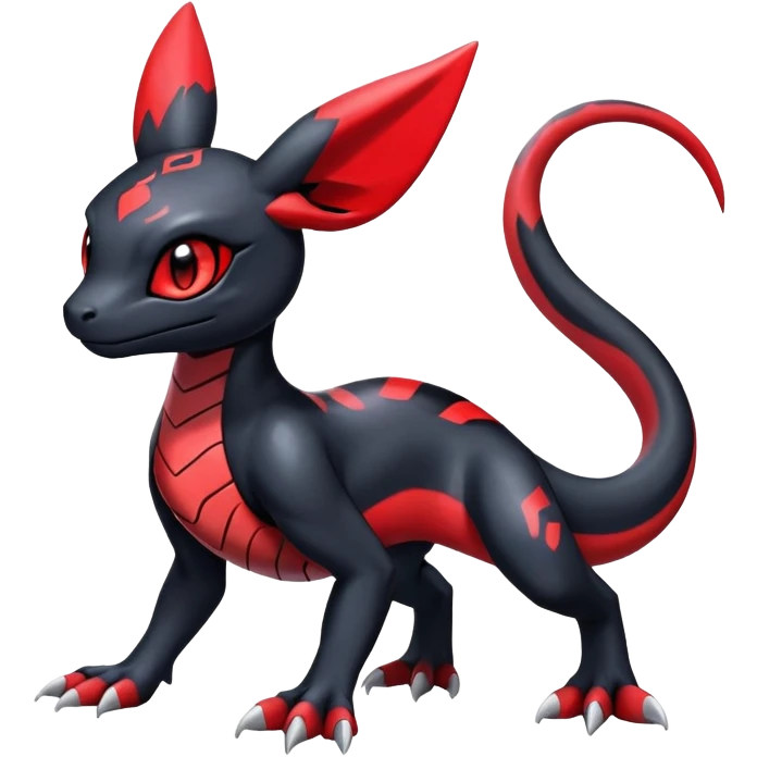 Cute Shiny Guilmon-Salandit-Umbreon-Fakémon-hybrid-creature (full body)  emoji