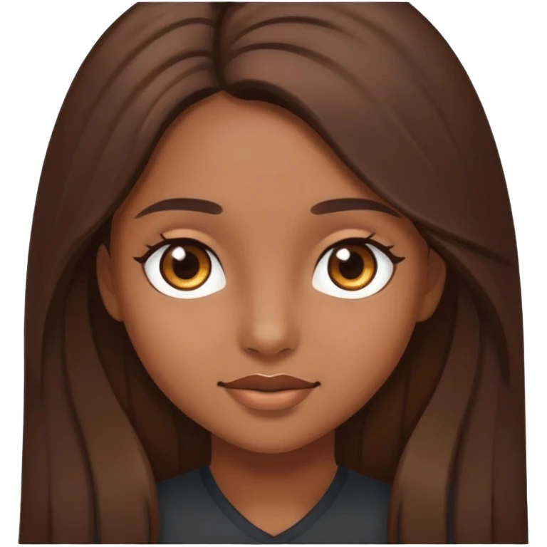 Girl with brown eyes and quite long hair (brown) emoji