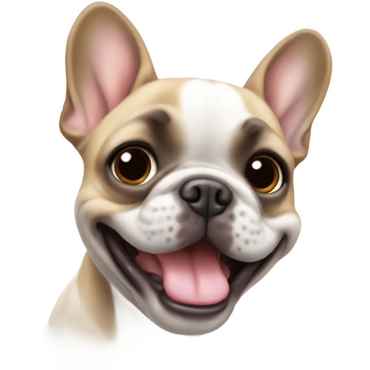 A fawn French bulldog waving hello emoji