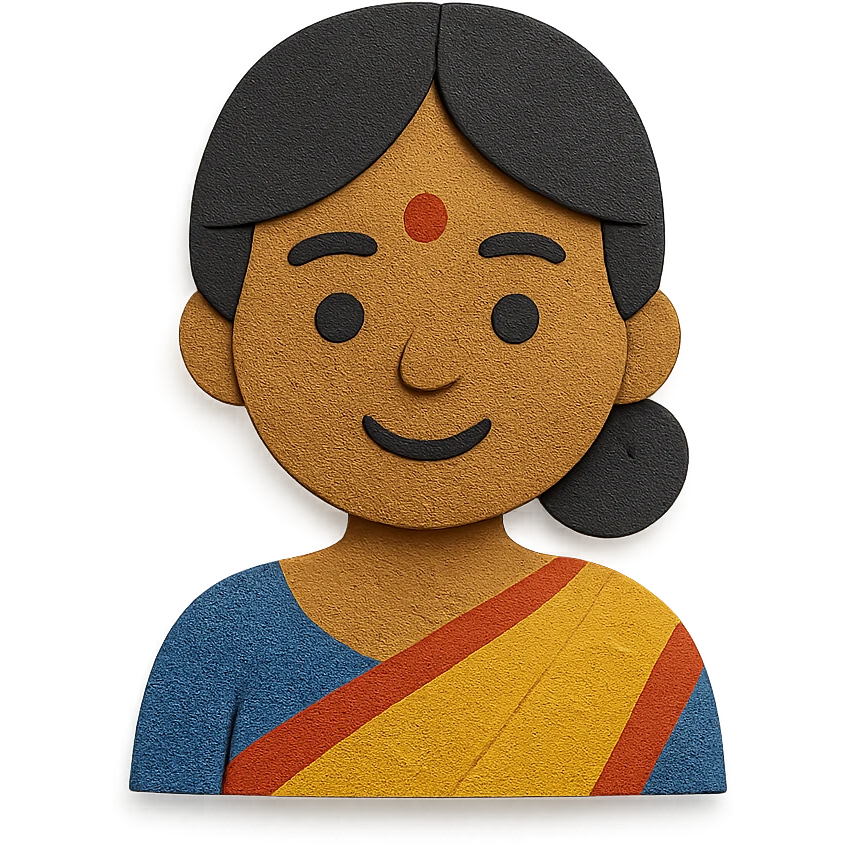 Indian mother in a saree, textured cutout look emoji