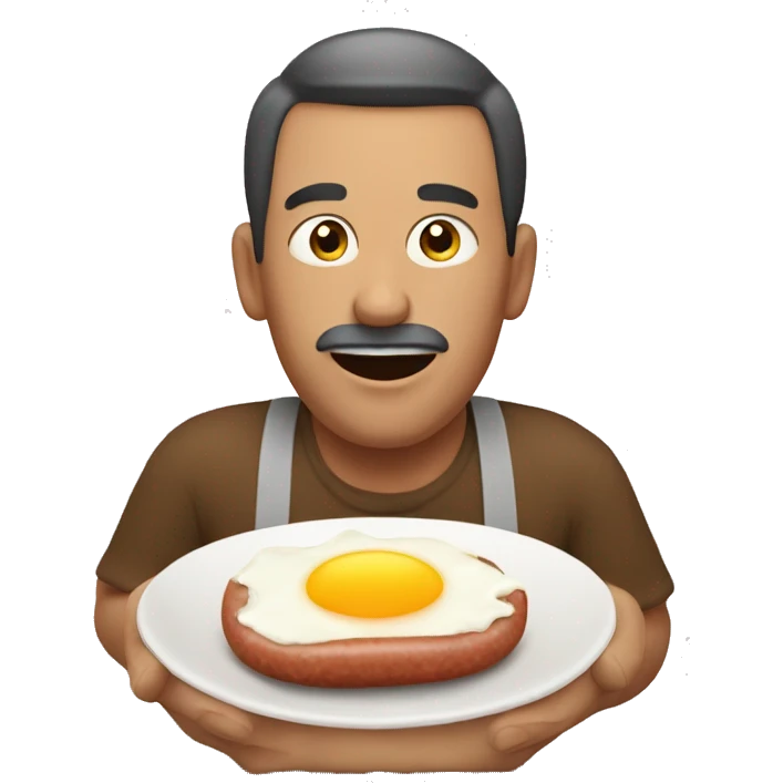 A MAN EATİNG EGG FROM A SAUSAGE emoji