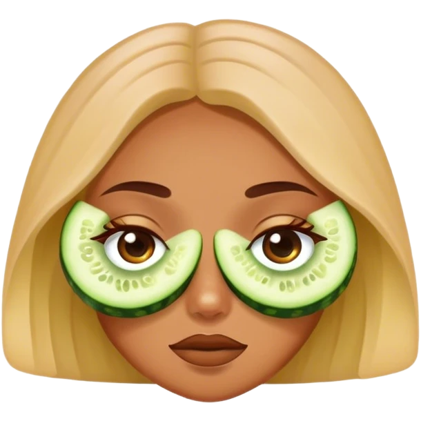 Girl with cucumber ￼on the eyes  emoji
