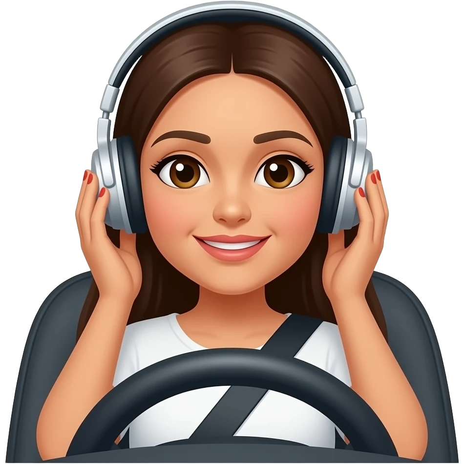 latin young mom listening to music in the car emoji