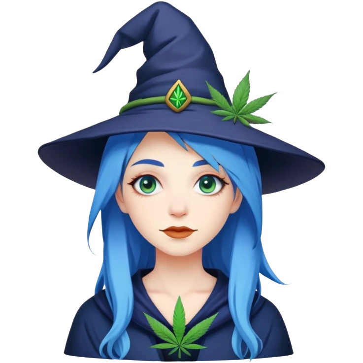 Marijuana witch (blue hair) emoji