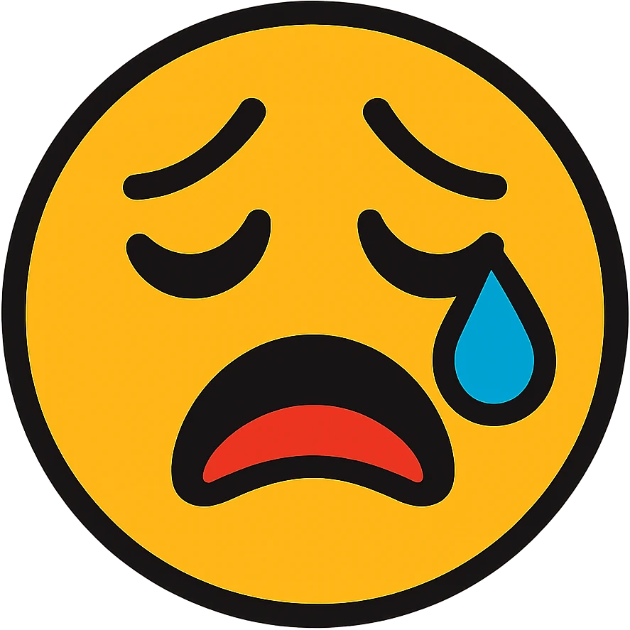 sad crying emoji, expressive face, single tear emoji