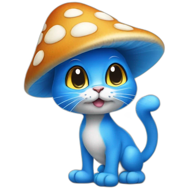 Smurf cat blue mushroom emoji
