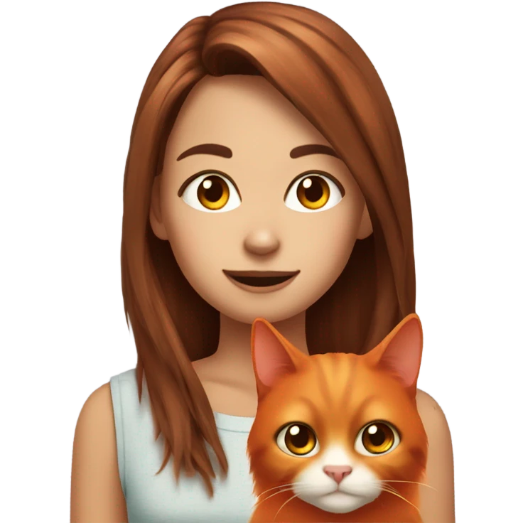 orang cat with brunnete girl emoji