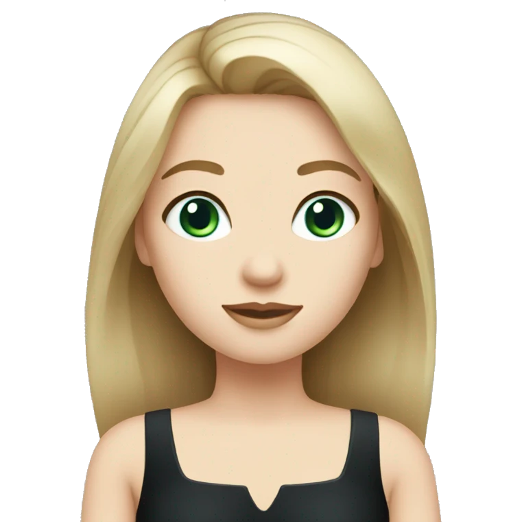 Girl with black dress and dark blonde hair hair and blue-green eyes and white skin emoji