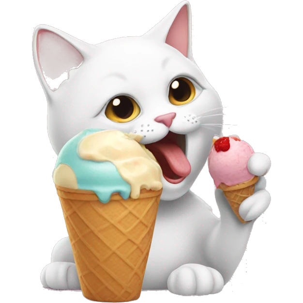 Cat eating ice cream emoji