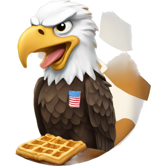 Bald eagle eating waffles with the letters cwe emoji