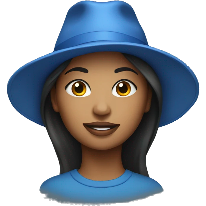 Woman in blue hat portrait emoji