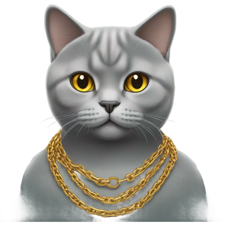 British shorthair cat with a gold chain emoji