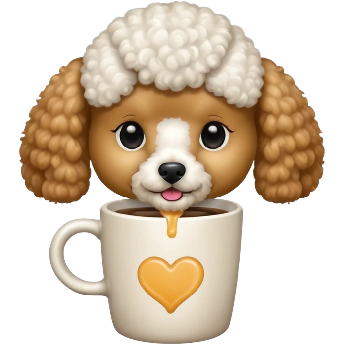 Poodle with coffee emoji
