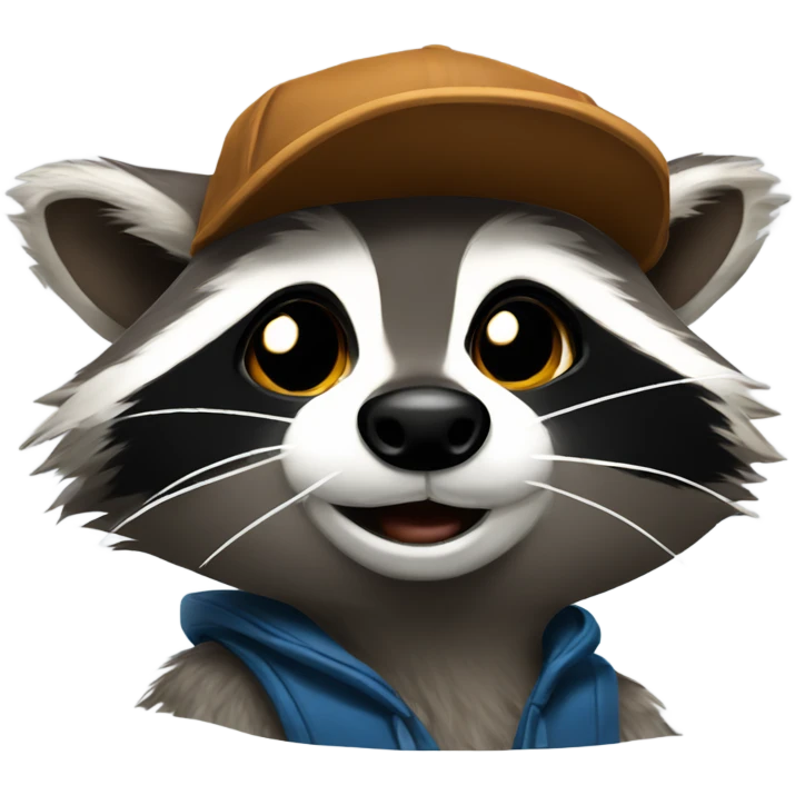 Raccoon with a coon skin cap emoji